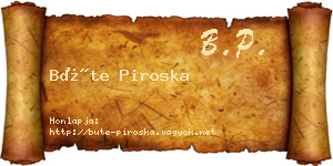 Büte Piroska névjegykártya